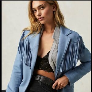 Light blue suede blazer free people